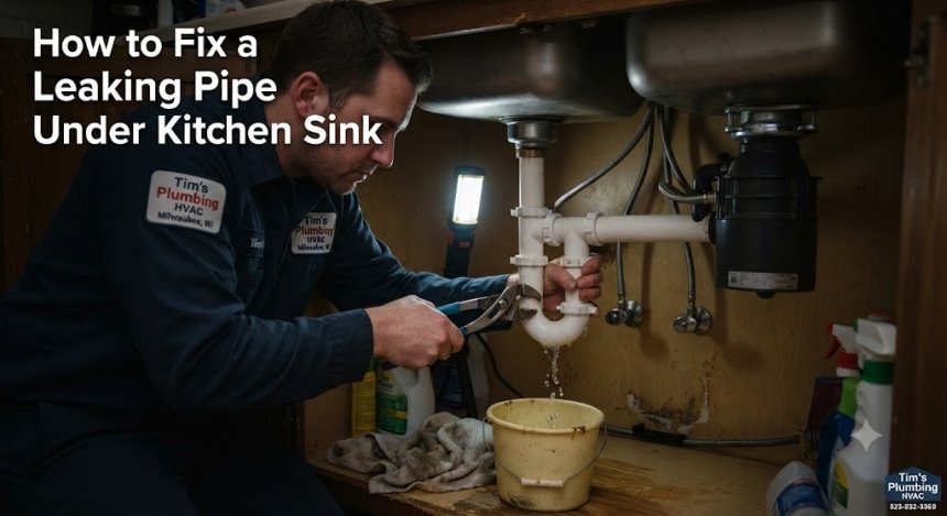 How to Fix a Leaking Pipe Under Kitchen Sink | Tims Plumbing HVAC